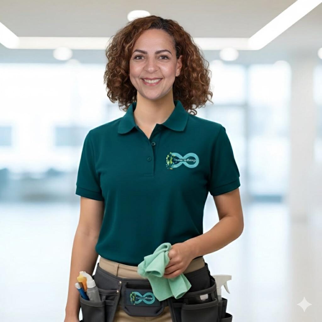 Medewerker in bedrijfskleding van Femme de Ménage